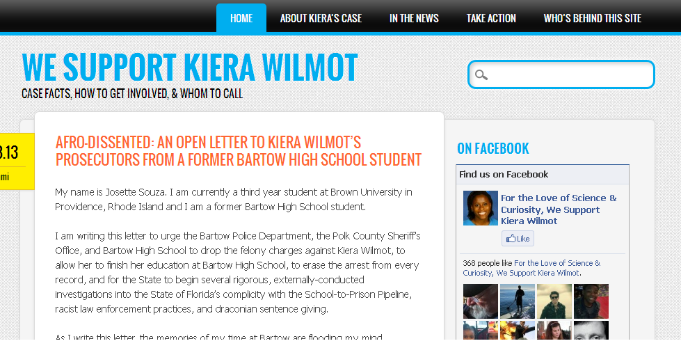 We Support Kiera Wilmot